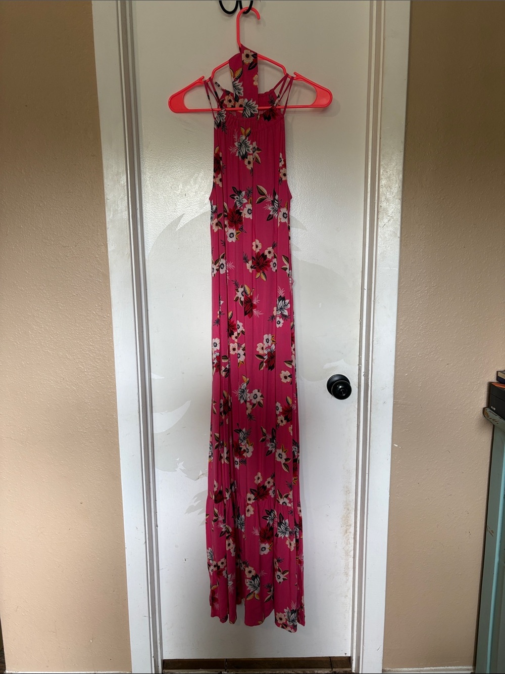 Hot Pink Floral Maxi Dress